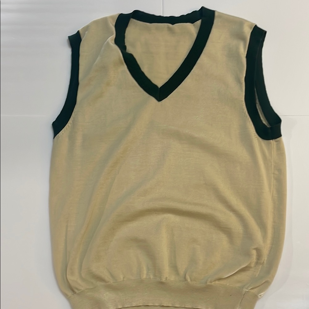 SHEIN Cream and Black V-Neck Sweater Vest